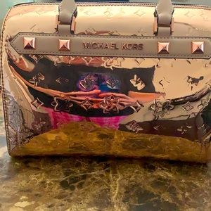 Michael kors rose gold metallic purse